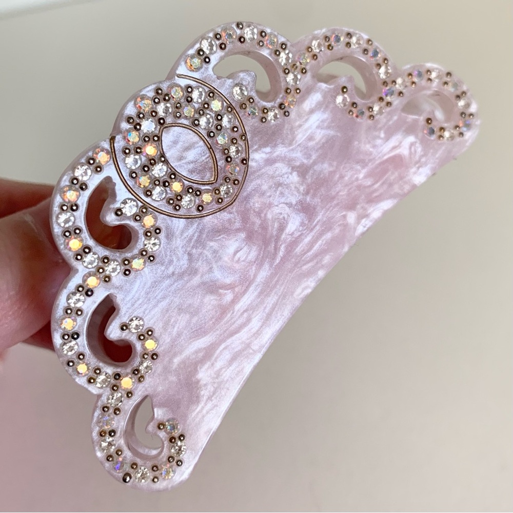 Vintage Pink crystal Hair Claw Clip